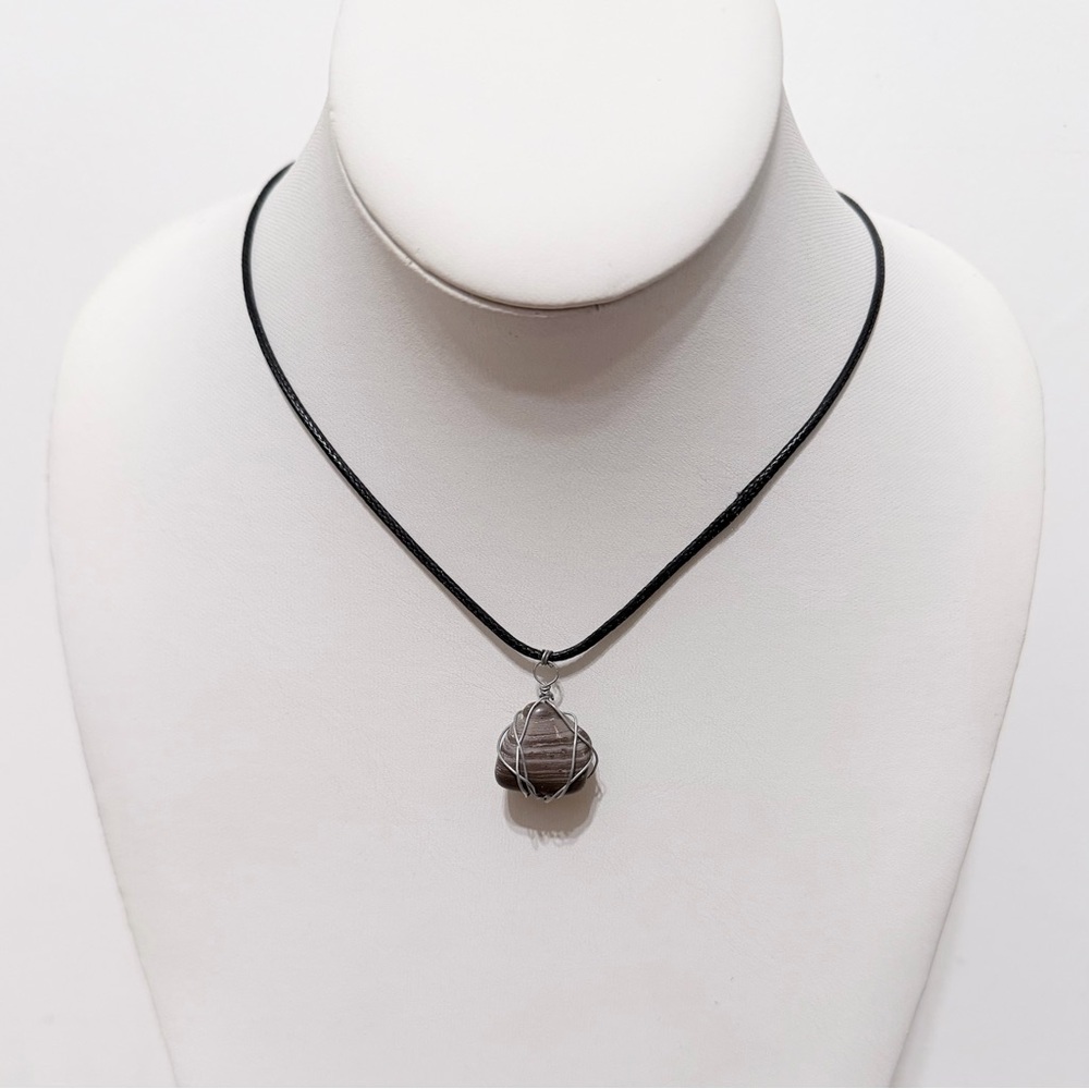 Brown Striped Stone Necklace